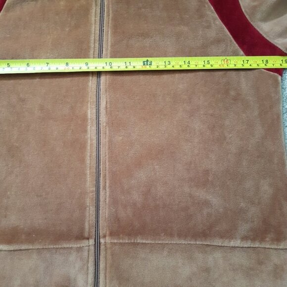 Roots Vintage Velour Front Zip Funnel Neck Sweater Jacket Brown Sz M - Picture 12 of 13